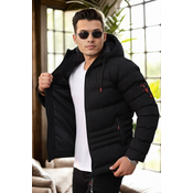 67514 Dewberry Hooded Winter Mens Puffer Coat-BLACK