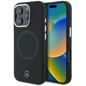 Ovitek Mercedes MEHMP16L23SUTTK trda silikonska zaščita za iPhone 16 Pro 6,3 črna z tonalnim logotipom MagSafe
