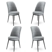 Hanah Home Set 4 trpezarijske stolice Dexa Sivo-Crni