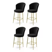 Hanah Home Set barskih stolica Fora, 4 komada, Crno-zlatni