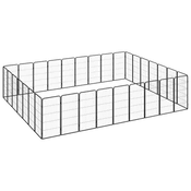 Ograda za pse s 32 panela crna 50 x 100 cm celik obložen prahom
