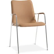 Dining chair LAUTRUP cognac/chrome