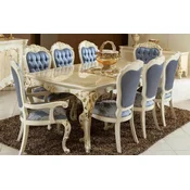 Casa Padrino luxury baroque dining room set blue/white/gold - 1 Baroque Dining Table & 6 Baroque Dining Chairs - Baroque dining room furniture - Luxury furniture in the baroque style