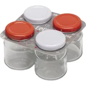Gastro kozarci za vlaganje 80 ml, navojni pokrovčki v različnih barvah, set 4 kos
