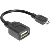 Delock USB 2.0 priključni kabel [1x USB 2.0 Micro-B vtič - 1x USB 2.0 priključek] 0,15 m Črna z O