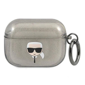 Karl Lagerfeld Ovitek Karl Lagerfeld Glitter Karls Head za AirPods Pro - črn
