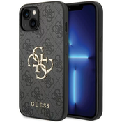 GUESS GUHCP15S4GMGGR silikonski ovitek za iPhone 15 - črn z zlatim logom