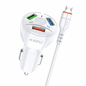 Kaku avtopolnilec KSC-493 3.0 QC s kablom 1m Micro USB - bel