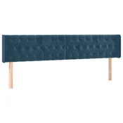 Vidaxl Vzglavje z ušesi temno modro 183x16x78/88 cm žamet