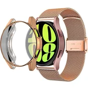 GS Zapestnica + ovitek z zaščitnim ovitko za Samsung Galaxy Watch 6 44mm, roza zlata