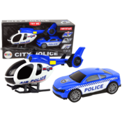 slomart LEAN TOYS Set vozil: Helikopter in policijski avto na baterije z lučmi in zvokom