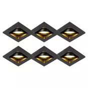 Set 6 sodobnih vgradnih reflektorjev črne barve, nastavljiv - Qure