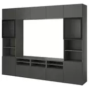 BESTA TV komb.odlaganje/staklena vrata, tamnosiva Lappviken/Fällsvik boja antracita, 300x42x231 cm