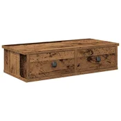 Vidaxl Stenska polica s predali starinski les 60x28x15 cm inž. les