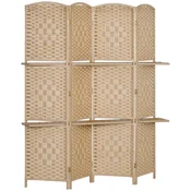 Homestar Prostorovni razdelilnik 4 paneli 160x170 cm naravno leseno