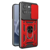 GS Oklepni ovitek za Motorola Moto G77 / G67, CamShield Slide, rdeč