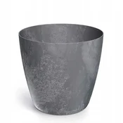 Prosperplast Plastični cvetlični lonček z okroglim pokrovom, betonski učinek, temno siv, 23,8 cm