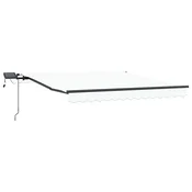 Vidaxl Vlečna tenda Bela 350 x 250 cm Tkanina in aluminij