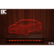 Black Cut 3D Lampa Crvena