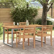 vidaXL vidaXL Zunanja jedilna miza Siva 180x90x75 cm Jeklo in masivno akacijevo les, (22089821)