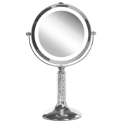 Beliani Kozmetično ogledalo s svetlobo LED o 18 cm srebrno BAIXAS