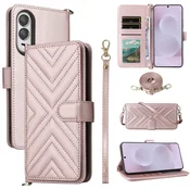 Overboard Ovitek za Samsung Galaxy S25 Edge s preklopom, denarnica čez telo, roza