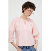 Bombažna srajca Desigual GISELLE ženska, roza barva, 24SWBW12