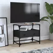 TV ormaric sa staklenom površinom crni 60 x 35 x 51 cm drveni