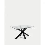 Črna klubska mizica s stekleno mizno ploščo 70x130 cm Argo – Kave Home
