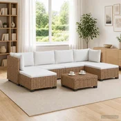 7 kos Ratan lounge set s blazinami GENDT Naravni rattan Naravna