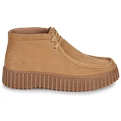 Clarks za ženske. 26179359 Usnjeni škornji Torhill Moss Svetlo rjava (36), 1 do 3 cm, Čipke, Priložnostno