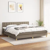 Greatstore Box spring postelja z vzmetnico taupe 200x200 cm blago