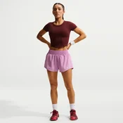 Nike One Womens Dri-FIT Mid-Rise 8cm (approx.) Brief-Lined Shorts - Purple - Polyester