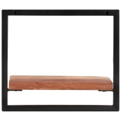 Vidaxl Stenske police, 2 kosa, 40x24x35 cm, masivni akacijev les in jeklo