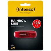 (Intenso) USB Flash drive 128 GB Hi-Speed USB 2.0, Rainbow Line, RED – USB2.0-128GB/Rainbow