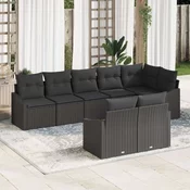 vidaXL vidaXL vrtni kavč set Set 8 Črn Ratan Zunanji kavč za štiri osebe, (22091488)