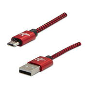 Logo USB kabel (2.0), USB A muški - microUSB muški, 2m, 480 Mb/s, 5V/1A, crveni, kutija, najlonski oplet, konektor s aluminijskim poklopcem