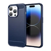 HURTEL Ohišje Carbon Case za iPhone 14 Pro, fleksibilna silikonska zaščita za hrbtno stran, modra