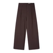 Bershka Hlače z naborki rjava/bela