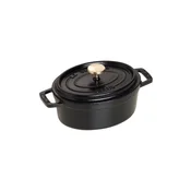 Oval Cocotte cooking pot, cast iron, 15cm/0.6L, Black - Staub
