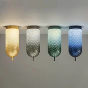 OLEV LED stropna svetilka Curuba, siva, steklo, višina 40 cm, 2.700 K - Dnevna soba/jedilnica - Dizajn - siva, titan