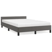 shumee vidaXL Posteljni okvir brez vzmetnice siv 120x190 cm umetno usnje
