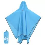 Vidaxl Dežni pončo s kapuco 2 v 1 moder 223x145 cm