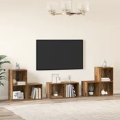 Set TV komoda Zidne 6 pcs Staro drvo Konstruirano drvo