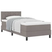 Vidaxl Postelja z vzmetnico z vzmetnico Taupe 90 x 190 cm blago