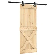 Vidaxl Drsna vrata Naravna in črna 80 x 210 cm Masiven borov les