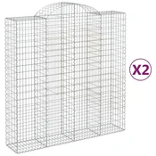 Lucne gabionske košare 2 kom 200x50x200/220cm pocincano željezo