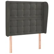 Vidaxl Vzglavje z ušesi temno sivo 93x23x118/128 cm žamet