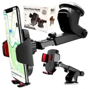 Camerazar Teleskopski nosilec telefona za avto, črn, plastika, nastavljiv 6,4 cm - 9 cm