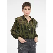 Green womens blouse with collar ORSAY - Womens